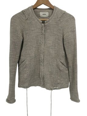 Humanoid Dutch Designer Boucle Tweed Full Zip Minimalist Jacket in Tan - XS